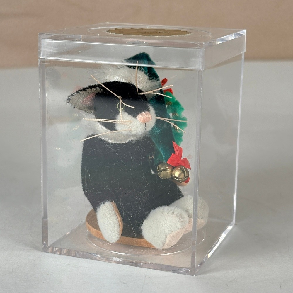 Deb Canham FELIX Miniature Christmas Tuxedo Cat Mohair Little Gem Teddy Bear COA